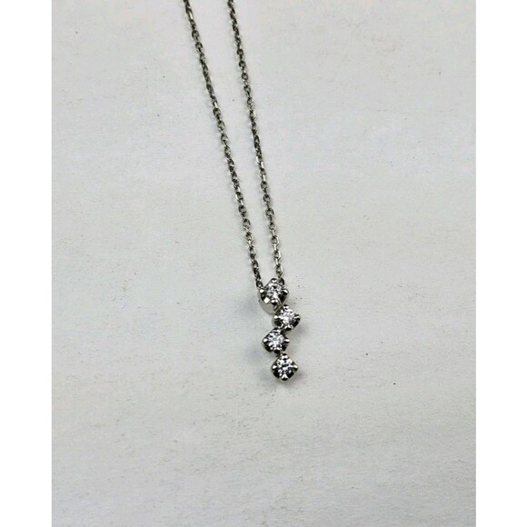 4C Platinum Natural Diamond 4 Stone Necklace - Picture 6 of 12